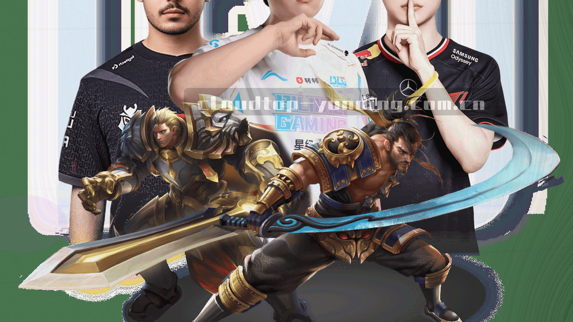 山巅之上云海翻涌，金色光线点缀